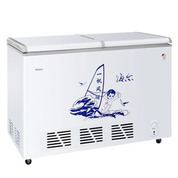 海尔（Haier）FCD-195SE 195升家用蝶形门双温卧式双门冰柜（白）
